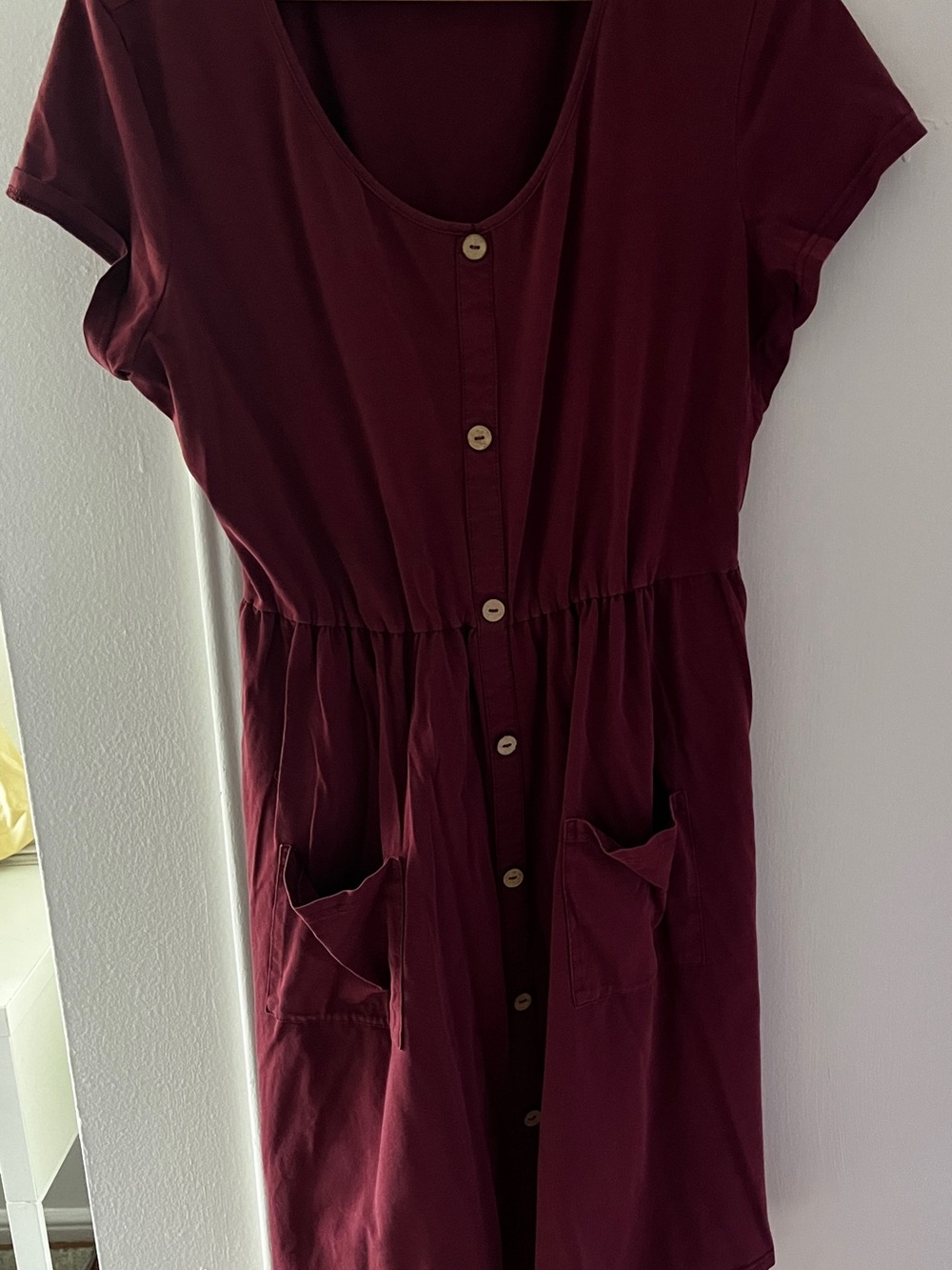 Women’s Button-Front Midi Dress in Burgundy